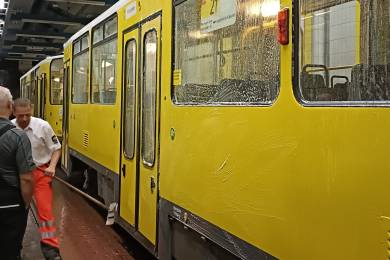 Die Modellstraßenbahn während der Führungen