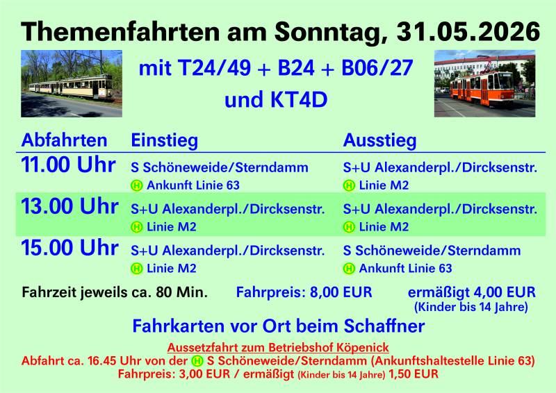 Themnfahrten am 31.05.2026
